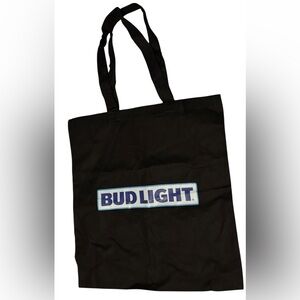 Bud Light cotton tote in black. NEW